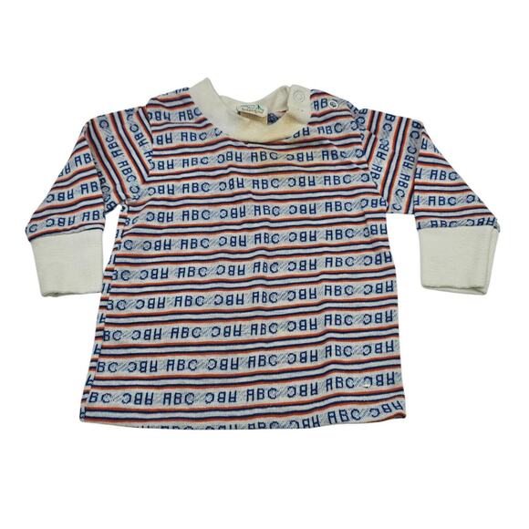 Vintage 1960s ToddleTime Baby Sz 12M Long sleeve Shirt ABC Alphabet School - Picture 1 of 4